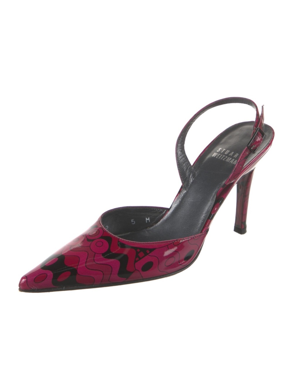 Stuart Weitzman Fuchsia Patterned Pointed-Toe Slingback Heel